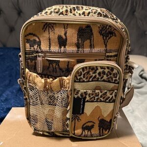 Tan & Black Safari Pattern Crossbody Bag